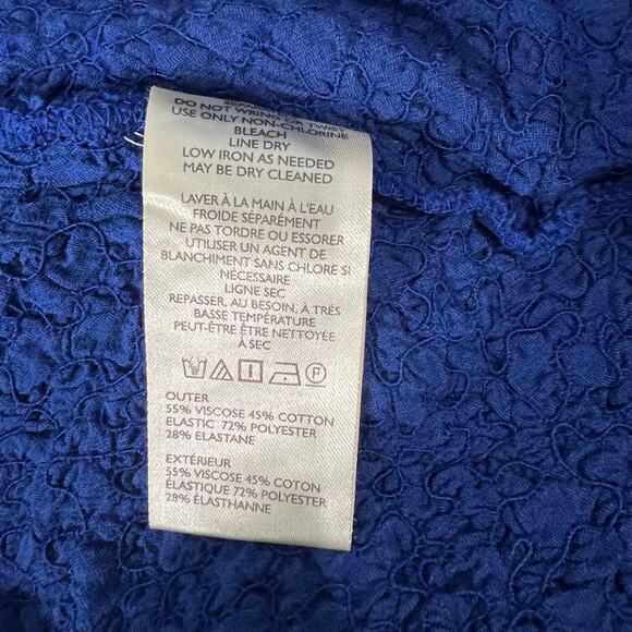 By Anthropologie Mock-Neck Textured Smocked Stretch Dress Blue Mini - Picture 8 of 10